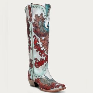 Corral Boots Phoenix Hand Painted Tooled Leather Western Cowboy Boots